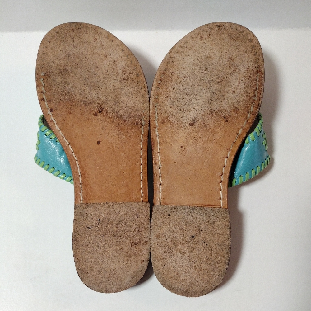 STEPHEN BONANNO Palm Beach Women's Leather Flat Thong Summer Sandals Teal 6.5 - Picture 10 of 10